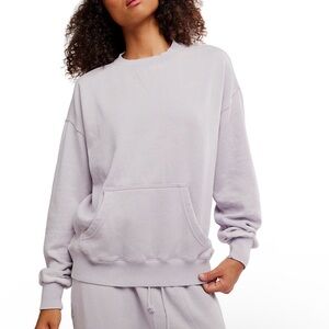 Free People Slow It Down Pullover Sweatshirt in Light Purple NEW WITH TAGS